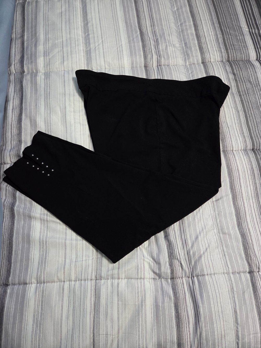 Counterparts Black Cropped Pull-On Pants with Silver Studded Hem Accent
